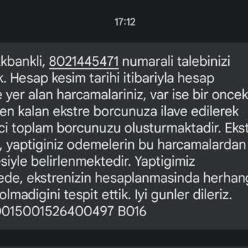 Akbank Yanlış Hesaplanan Kredi Kartı Hesap Ekstresi