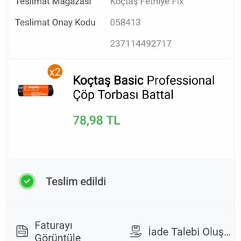 Koçtaş Teslim Edilemeyen Ürün.