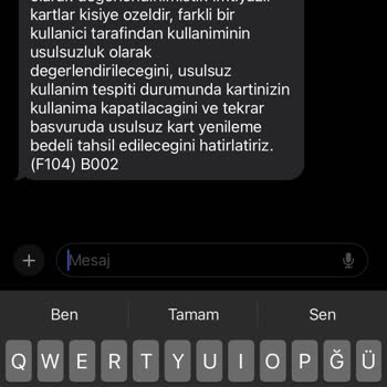 Belbim Şüpheli Kullanım Mesajı