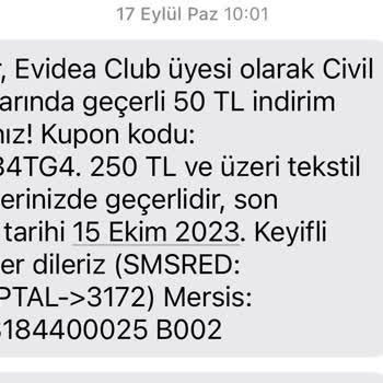 Evidea Civil Mağazası Kuponu Kabul Etmedi