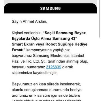 Samsung Hediye Ürünümüzü Göndermiyorlar