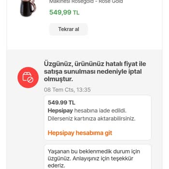 Hepsiburada Sipariş İptali