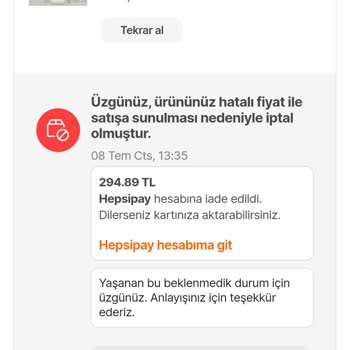 Hepsiburada Sipariş İptali