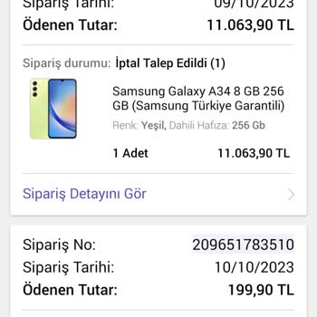 N11 Siparişi İptal Etmiyor, Ödemeyi İade Etmiyor.