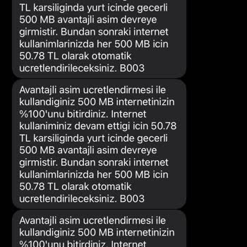 Vodafone Aşımı Haber Vermemesi
