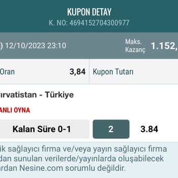 Nesine Kazanılan Kupon Yatmış Gözüküyor