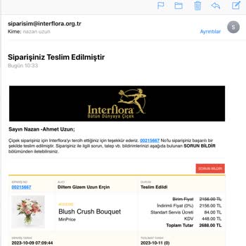 İnterflora Çiçekleri Gününde Teslim Edilmeyen - Hala Da Edilmemiş Çiçek