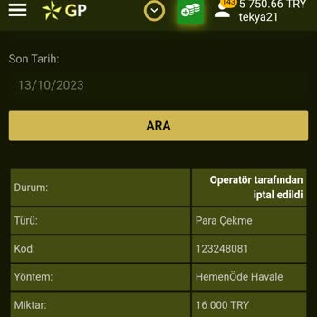 GrandPashaBet Paramın Geri İadesi