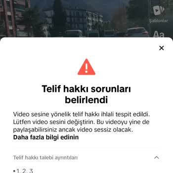 TikTok Video Yüklerken Teklif Hakkı Bildirimi Ve Uyarı