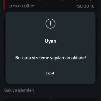 Samulaş Kartıma Vizeleme Yapamıyorum