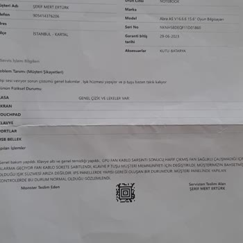 Monster Notebook Bilgisayarımın Sürekli Servise Gitmesi Ve Açılmama Sorunu