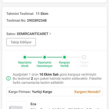 Trendyol Demircan Ticaret Adlı Satıcıdan Aldığım Kombi İle İlgili Şikayetim