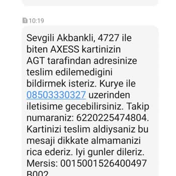 Akbank Kurye Teslimatı Yapılamayışı