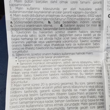 Raks Parça Garantisi Kapsamı