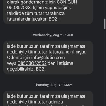 Clotie Ürün İade Almadı Aylar Sonra İcra Mesajı Geldi