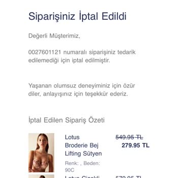 Penti Siparişimi İptal Etti