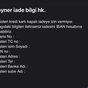 İstinyePark İadenin Yapılmaması Problemi