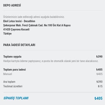 Decathlon Ücret İadesi Eksik Yatırıldı Kargo Ücreti Yatırılmadı