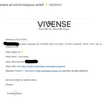Ürünüm Kayıp. Vivense Kargoya Verdik Diyor, Ceva Almadık Diyor