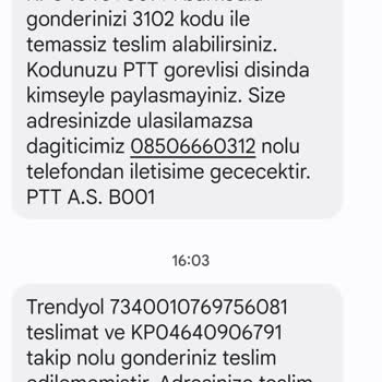 PTT Kargo Ürünümü Ulaştırmadı. Gönderdiği Mesajı Yalan Beyandır
