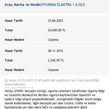 Sigorta Bilgi ve Gözetim Merkezi Yanlış Hasar Bilgisi