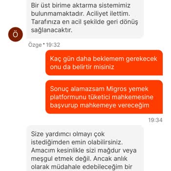 Migros Yemek Paramı İade Etmiyor