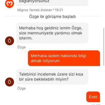 Migros Yemek Paramı İade Etmiyor