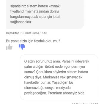 Hepsiburada Satın Aldığım Ürünü Göndermiyor