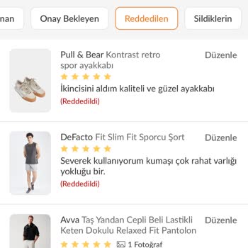 Trendyol Ürün Yorumlarının Koşulsuz Red Edilmesi