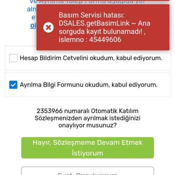 HDI Fibaemeklilik Hesap Bildirim Cetveli İçeriği Alınamadı Hatası