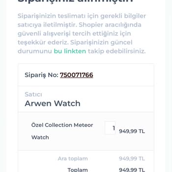Shopier Arwen Watch Hesapları Silip Yanlış Saat Gönderimi