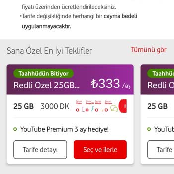 Vodafone Yüksek Ücretli Tarife!