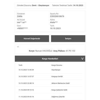 Zara Sipariş Gecikmesi, Ulaşılamayan Kargo Firması