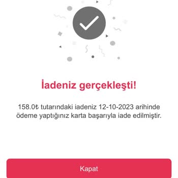 Yemeksepeti İade İşlemi Sağlamadı