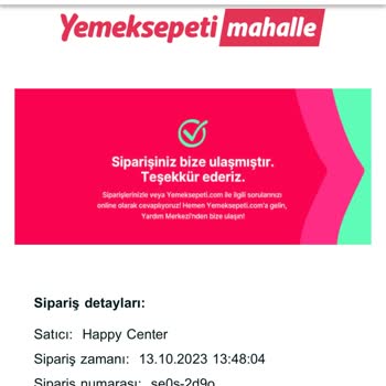 Yemeksepeti Mahalle Yemek Sepeti Sipariş Sorunu