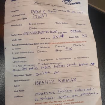 Skechers Marka Ayakkabı Değişim Reddi