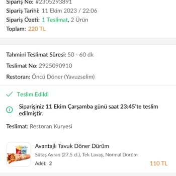 Öncü Döner Dönerimin İçimden Bulaşık Teli Çıktı