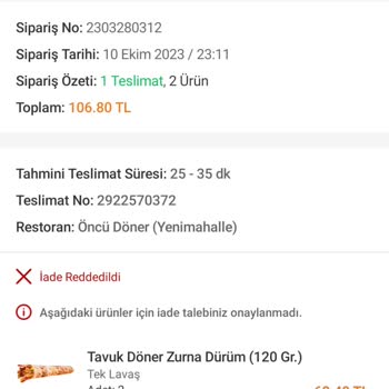 Trendyol Yemek Gelmeyen Ürün İçin Ödeme Aldılar