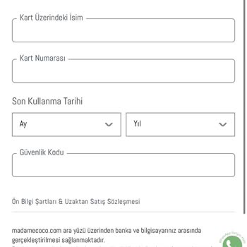 Madame Coco Online Alışveriş Ödeme Hatası