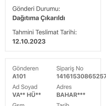 A101 - Bir Günde Kargo Teslim Edemeyen-İadeyi Bir Günde Teslim Eden