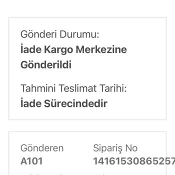 A101 - Bir Günde Kargo Teslim Edemeyen-İadeyi Bir Günde Teslim Eden