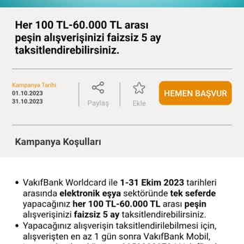 VakıfBank Elektronik Alışverişe Özel 0 Faiz 5 Taksit Kampanyası