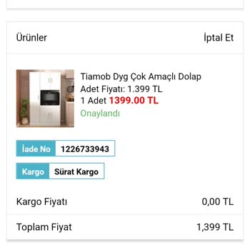 A101 Den Dolap Aldım Teslimat Yok