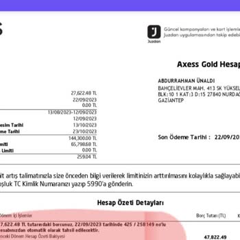 Akbank Axess Hesaptan Kart Borcumu Otomatik Tahsil Etmeyip Haksız Faiz Alması
