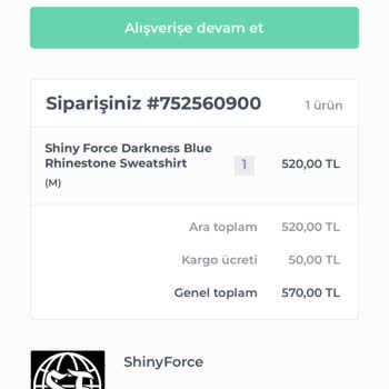 Shiny Force Siparişim Kargoya Verilmedi