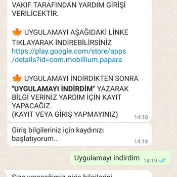 Papara Acil Destek Yardımı Üzerinden Bilgilerim Alındı