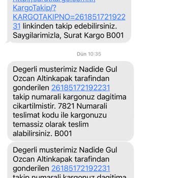 Sürat Kargo Kargo Teslimatında Sorun
