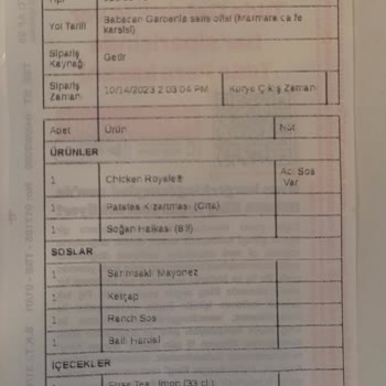 Burger King (GetirYemek) Fiş Vermiyor