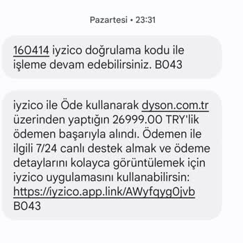 Dyson Ödemeyi Aldı Sipariş Oluşturmuyor. Muhatap Yok.