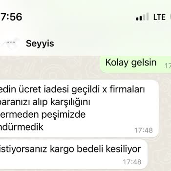 Seyyis Store İade Sonrası Tüm Kargo Bedelini Benden Tahsil Ettiler